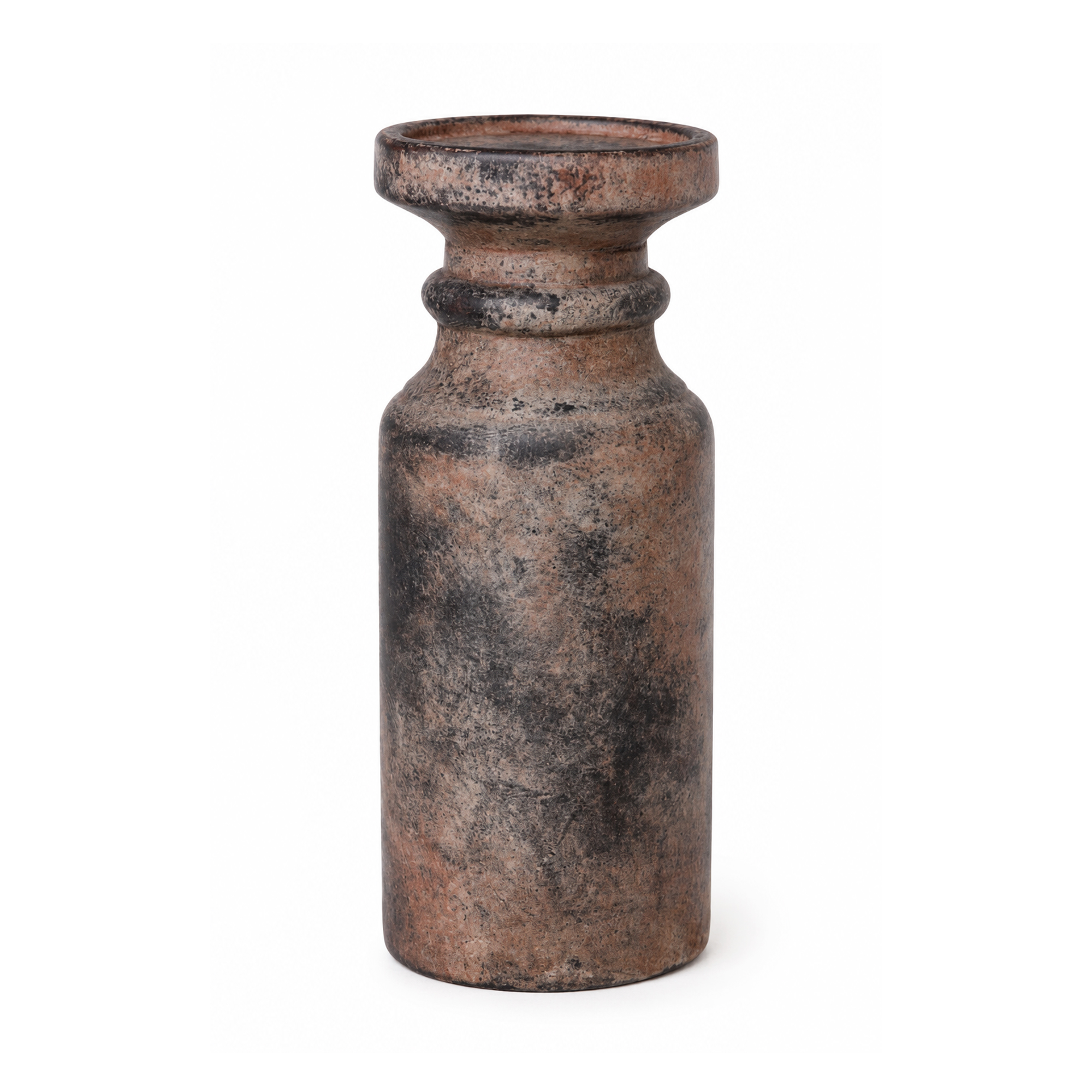 PILLAR CANDLE HOLDER CERAMIC 4"X10.5" GREY CEMENT LOOK