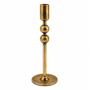 TAPER CANDLE HOLDER CAST 12"H ANTIQUE GOLD FINISH