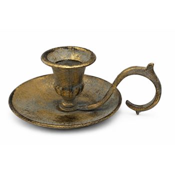 PILLAR CANDLE HOLDER RESIN 5" VINTAGE ANTIQUE GOLD