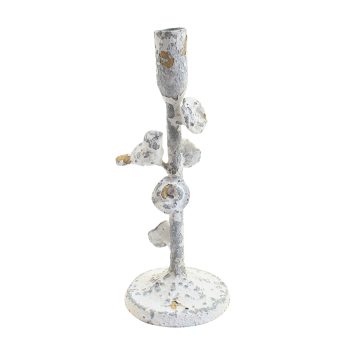 TAPER CANDLE HOLDER METAL 8.75" ANTIQUE WHITE