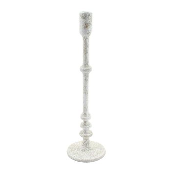 TAPER CANDLE HOLDER METAL 16"H ANTIQUE WHITE