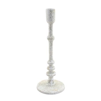 TAPER CANDLE HOLDER METAL 12.5"H ANTIQUE WHITE