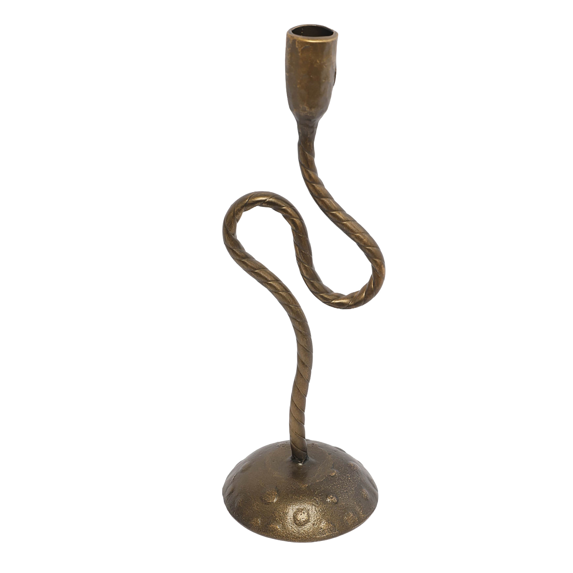 METAL TAPER CANDLE HOLDER 14.75"H ANTIQUE GOLD