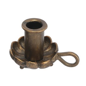 TAPER VINTAGE CANDLE HOLDER METAL 2.5" H ANTIQUE GOLD