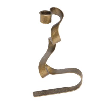 METAL RIBBON TAPER CANDLE HOLDER 6.25"H ANTIQUE GOLD