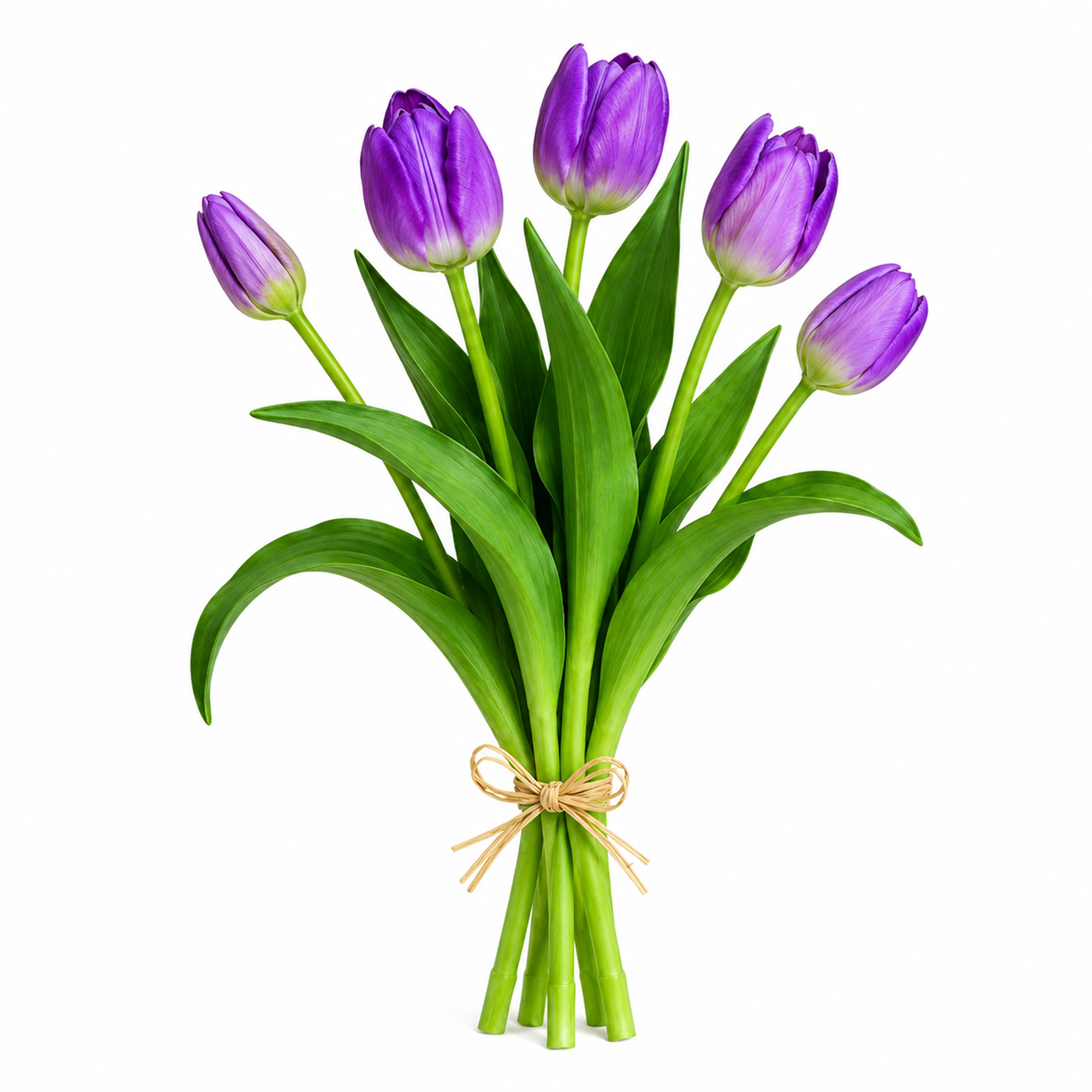 TULIP BUNDLE 5 X 13" MULTI-TONE LAVENDER PURPLE/CREAM (3D-PRINTED REAL-TOUCH)