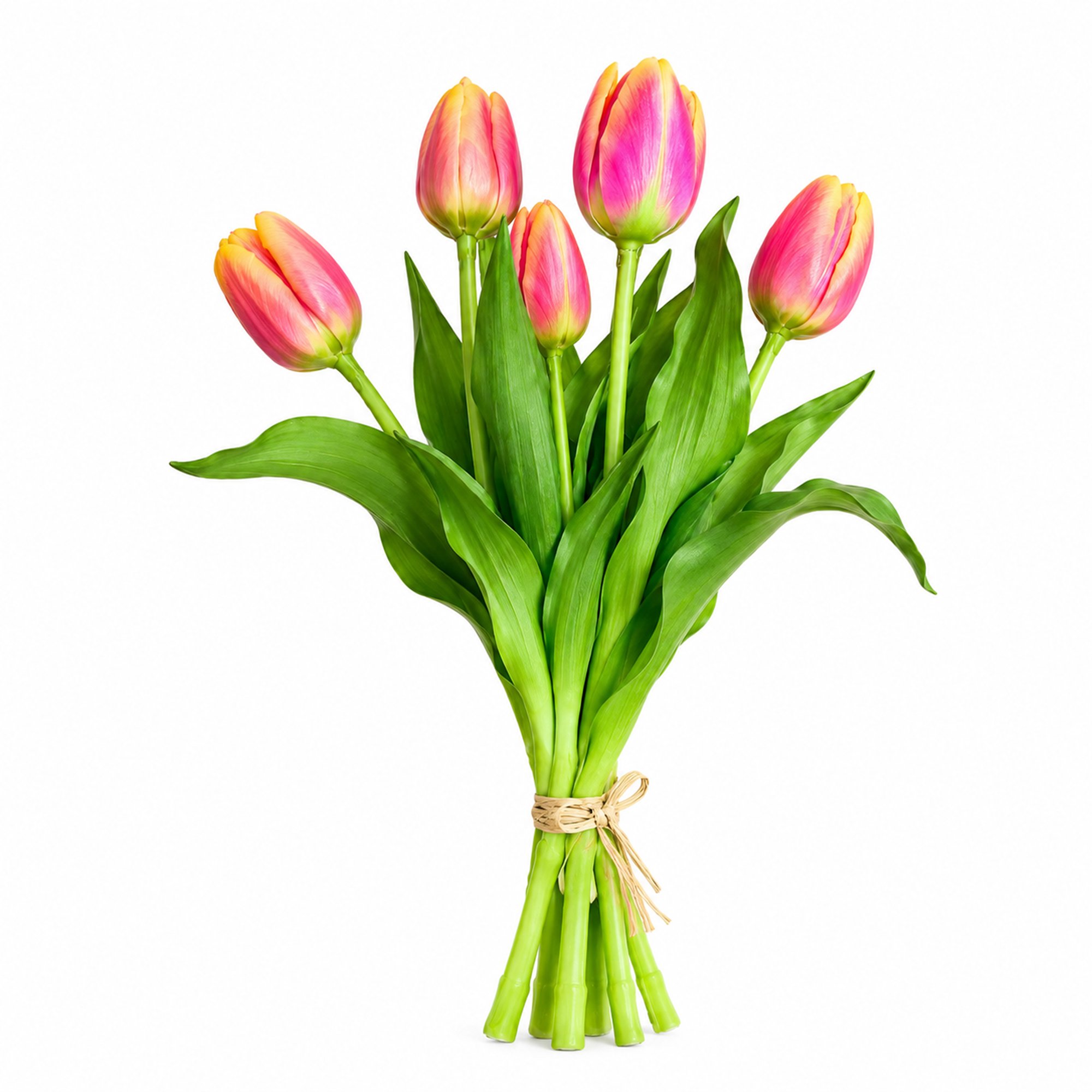 TULIP BUNDLE 5 X 13" MULTI-TONE SUNSET ORANGE MIX (3D-PRINTED REAL-TOUCH)