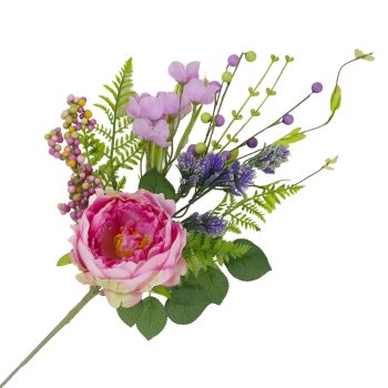 SPRAY PEONY W/THISTLE SPRIGS, FERN FRONDS & BERRY CLUSTERS 26" PINK