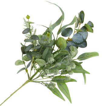 SPRAY MIXED SPRING WILLOW, EUCALYPTUS W/SEEDED PODS & FERN FRONDS 24" GREEN/SAGE GREEN