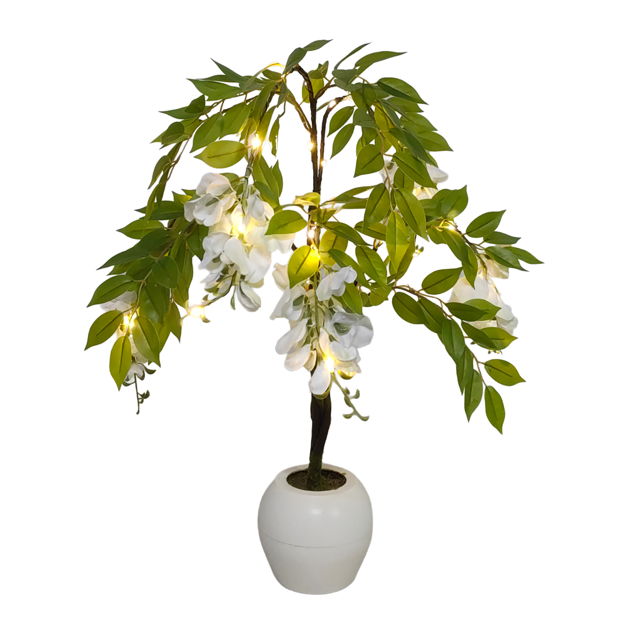 POTTED WISTERIA TREE 24" WHITE 30LED 3AA W/TIMER