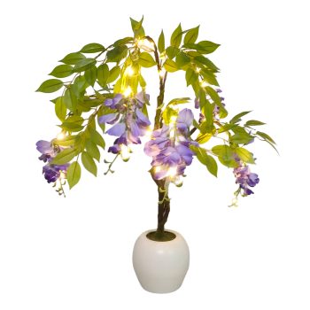 POTTED WISTERIA TREE 24" PURPLE 30LED 3AA W/TIMER