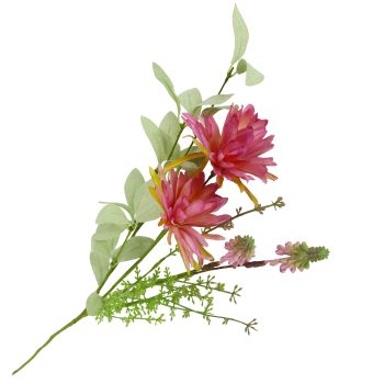 FLORAL MEDLEY 25" MAGENTA/DEEP LILAC WILD ASTER, HEATHER W/FROSTED BROAD LEAVES