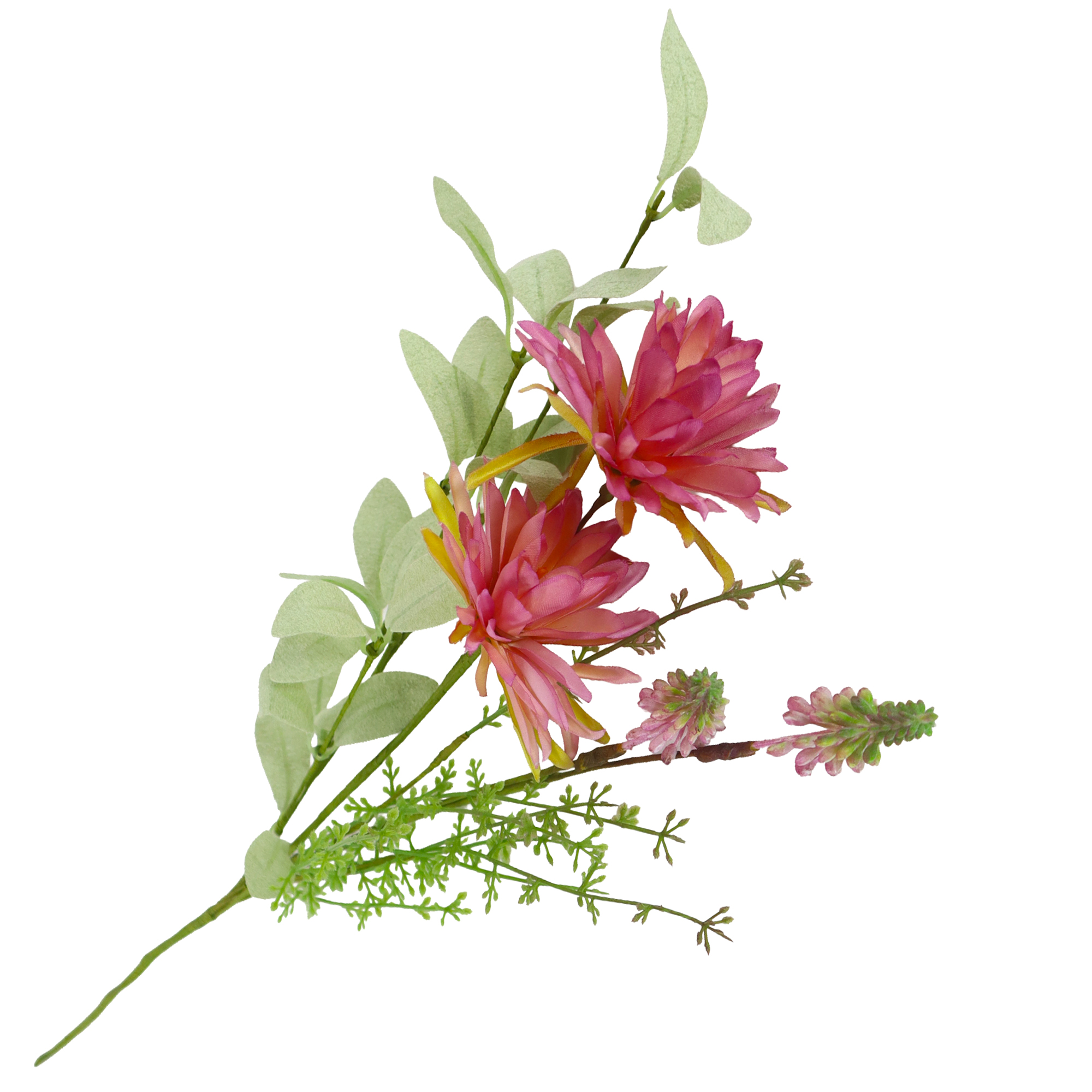 FLORAL MEDLEY 25" MAGENTA/DEEP LILAC WILD ASTER, HEATHER W/FROSTED BROAD LEAVES
