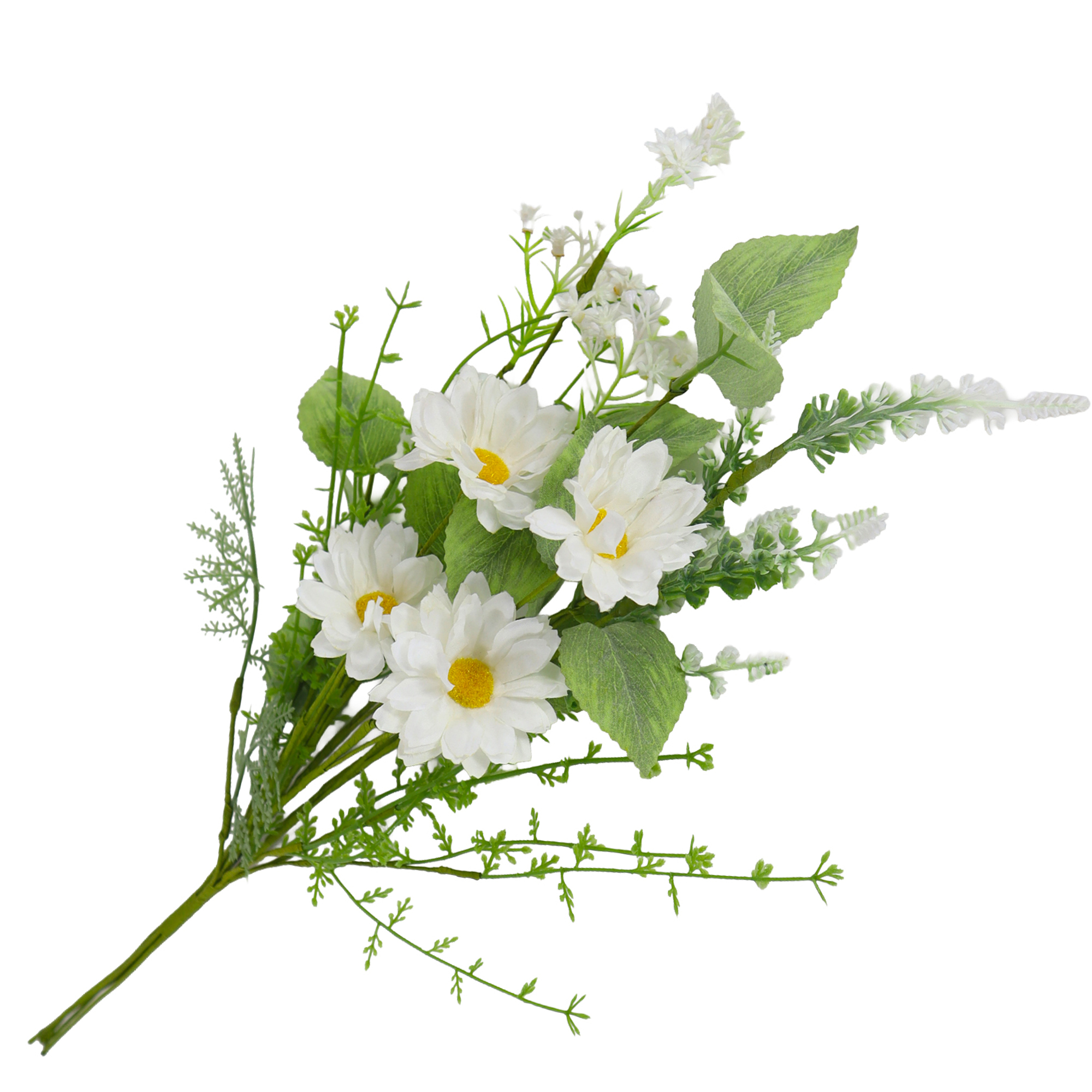 FLORAL MEDLEY 24" WHITE/SAGE GREEN MARGUERITE DAISY, LAVENDER W/FEATHERY FERN FOLIAGE