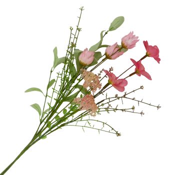 FLORAL MEDLEY 25" PINK/BLUSH WILD TULIP, QUEEN ANNE'S LACE W/SEEDED EUCALYPTUS-STYLE STEMS