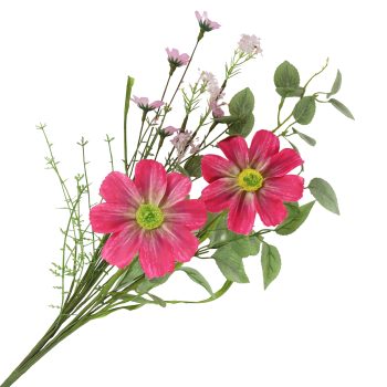 FLORAL MEDLEY 25" FUCHSIA/OLIVE GREEN COSMOS, ANEMONE W/OVATE MEADOW LEAVES
