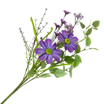 FLORAL MEDLEY 25" VIOLET/OLIVE GREEN COSMOS, ANEMONE W/OVATE MEADOW LEAVES