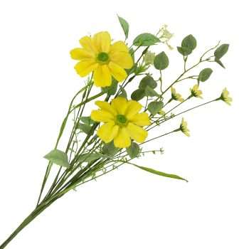 FLORAL MEDLEY 25" SOFT YELLOW/OLIVE GREEN COSMOS, ANEMONE W/OVATE MEADOW LEAVES