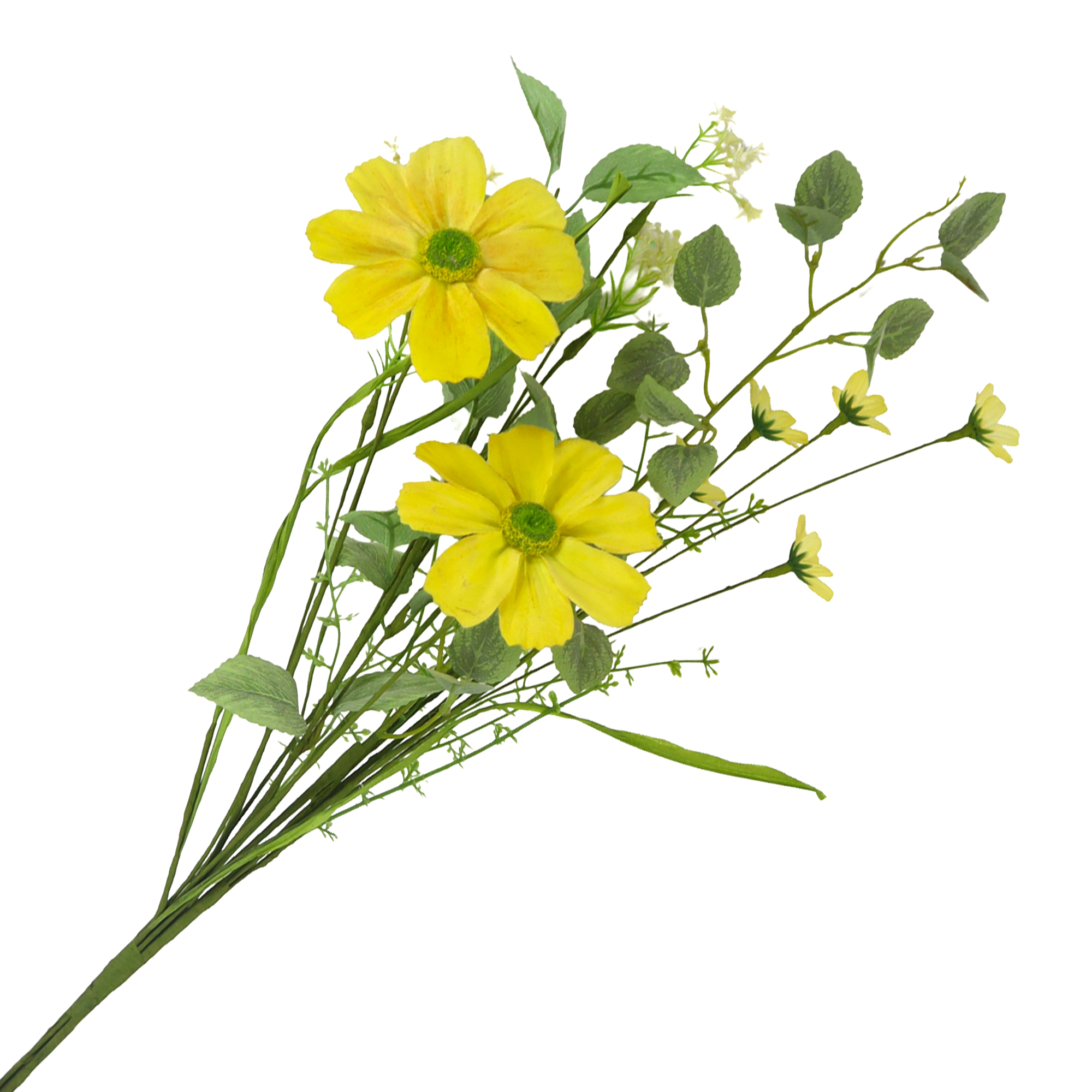 FLORAL MEDLEY 25" SOFT YELLOW/OLIVE GREEN COSMOS, ANEMONE W/OVATE MEADOW LEAVES