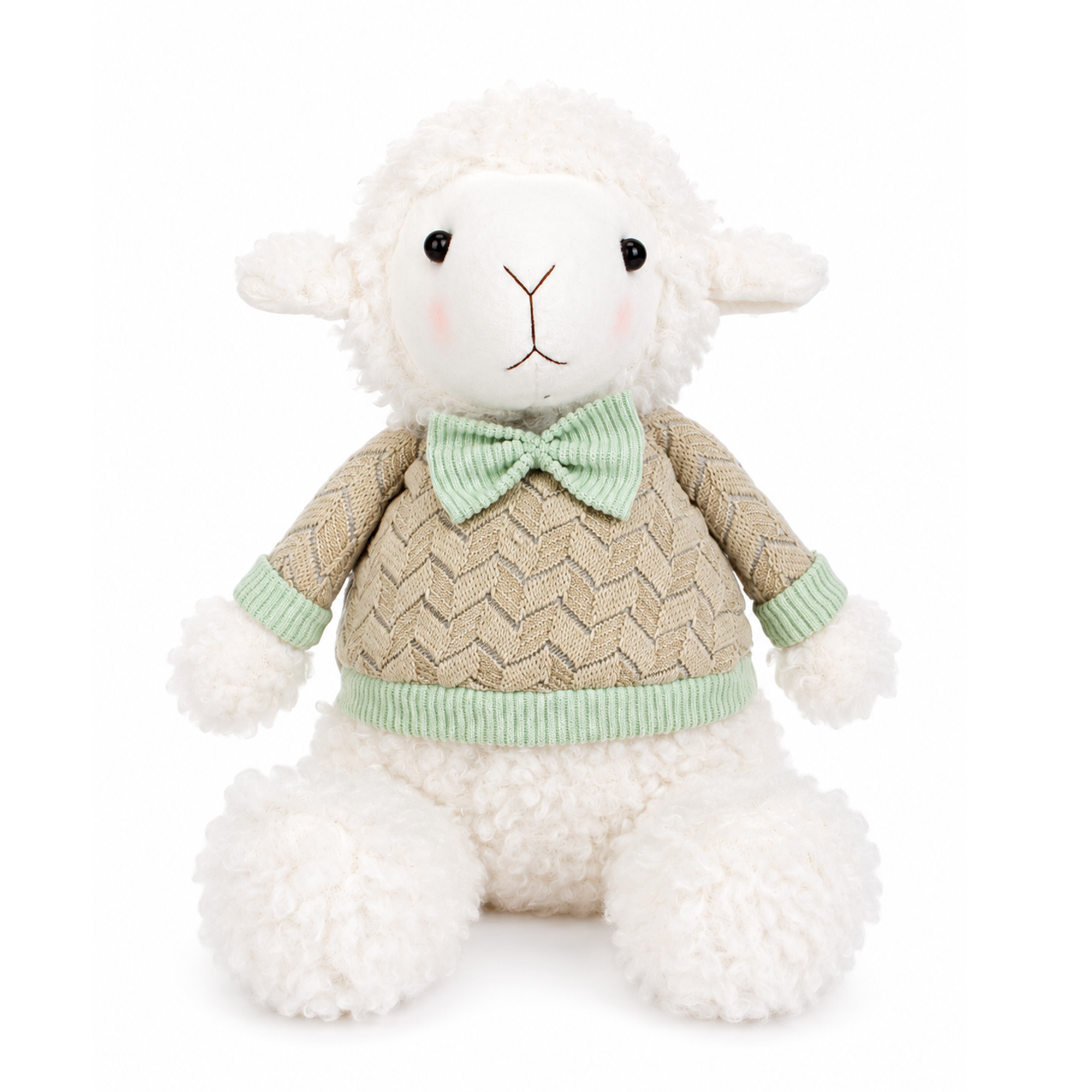 SHEEP BOY SITTING PLUSH W/GREEN TOP