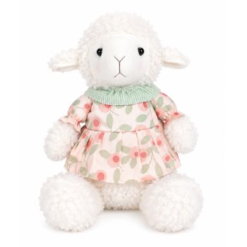SHEEP GIRL SITTING PLUSH 10" W/PINK FLORAL DRESS