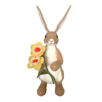 RABBIT STANDING 18" BROWN /WHITE W/DAISIES