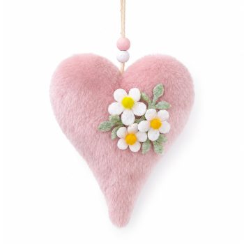 HEART HANGING 6" PASTEL PINK FABRIC