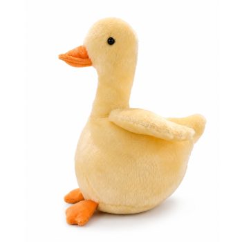DUCK SITTING 8"H PASTEL YELLOW FABRIC