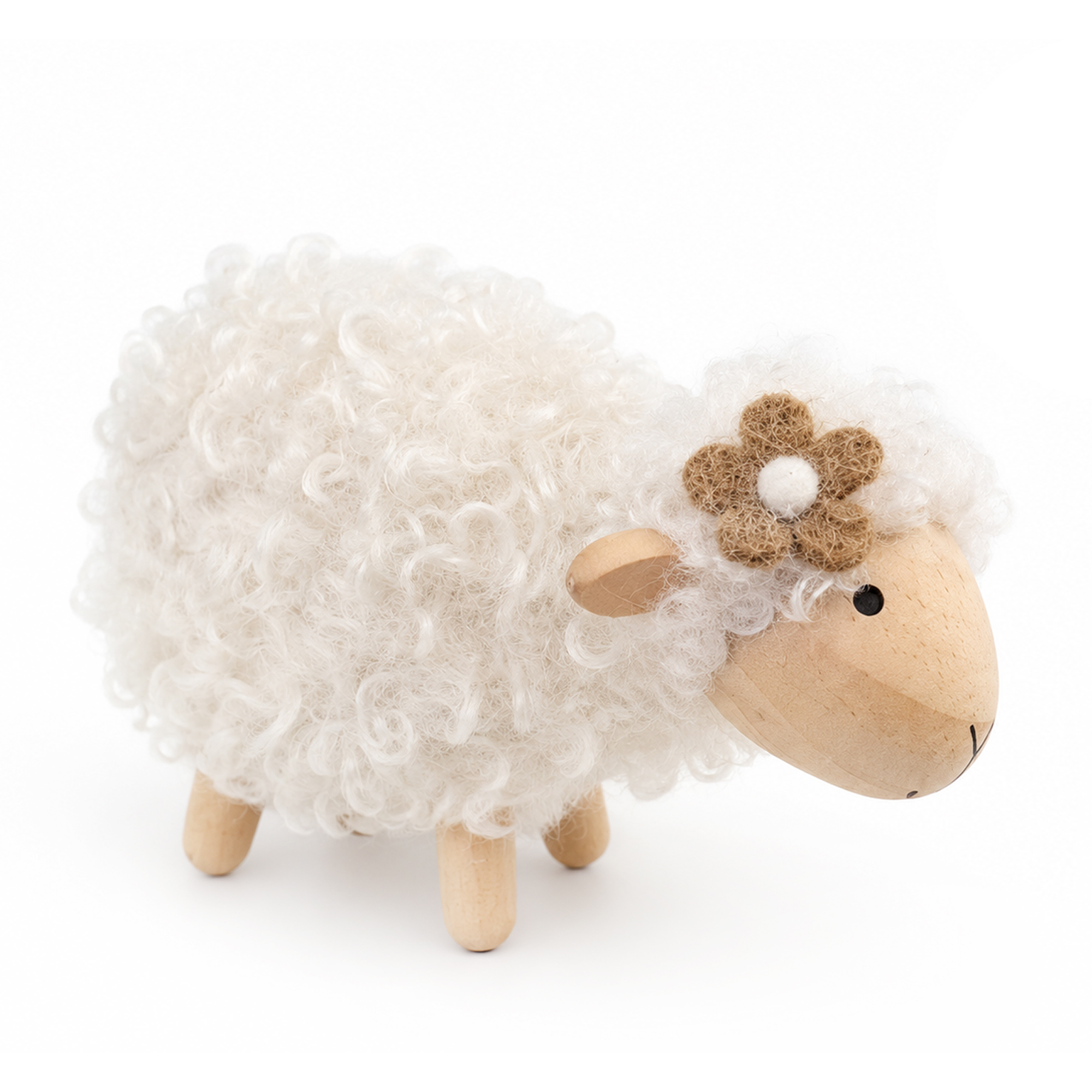 SHEEP GRAZING 2.5"X4" WHITE WOOL W/WOOD ACCENT