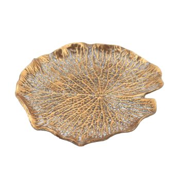 METAL/ALLOY TRAY ROUND 6" ANTIQUE GOLD