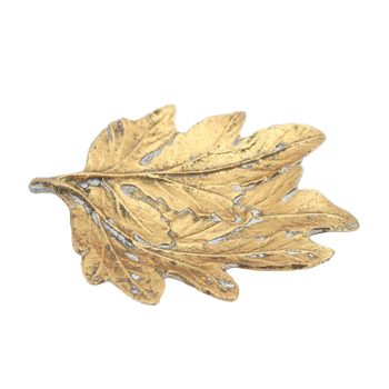 METAL/ALLOY DISH- MAPLE LEAF 5.5" ANTIQUE GOLD