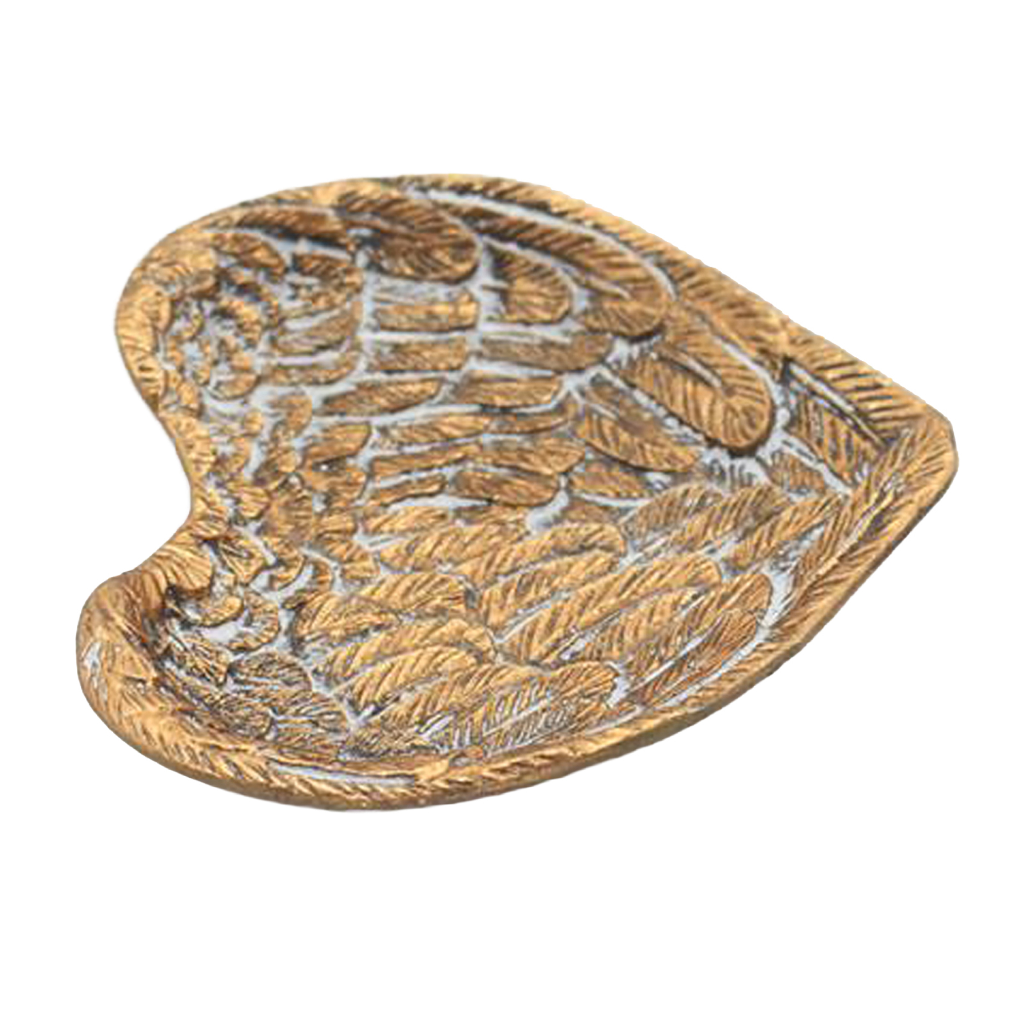 METAL/ALLOY DISH-HEART 4" ANTIQUE GOLD