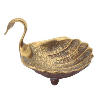 METAL/ALLOY DISH-PEACOCK 5" ANTIQUE GOLD