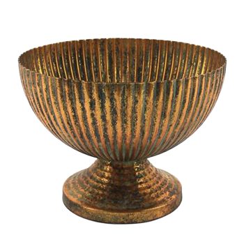 METAL BOWL 10" GREEN/GOLD HAMMERED FINISH
