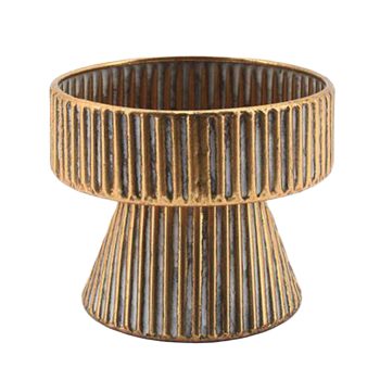 METAL BOWL W/PEDESTAL 6.5" ANTIQUE GOLD FINISH