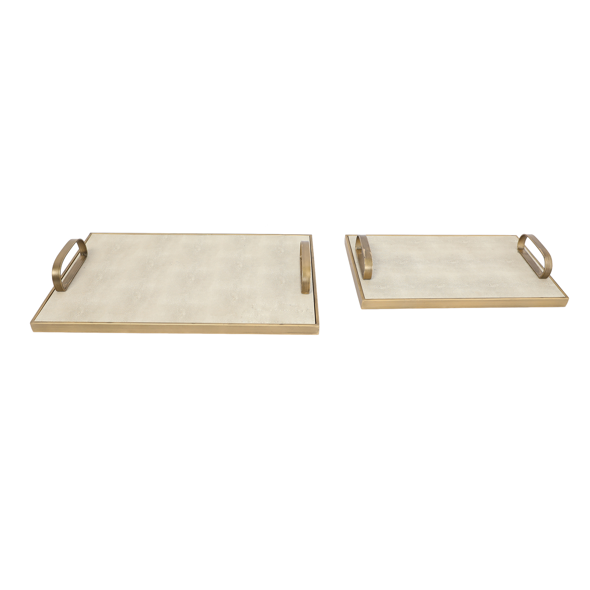 METAL AND WOOD TRAY 2PC SET REC.18.5"X12"