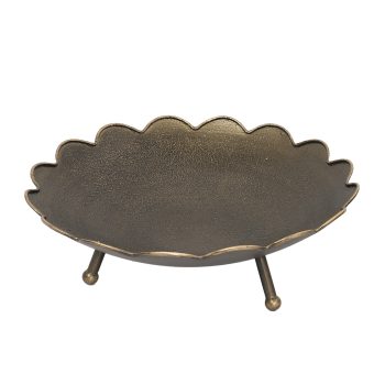 METAL DISH13.5"W ANTIQUE GOLD