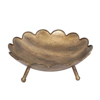 METAL DISH 11"W ANTIQUE GOLD