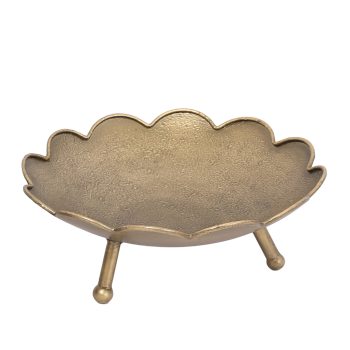 METAL DISH 9.75" ANTIQUE GOLD