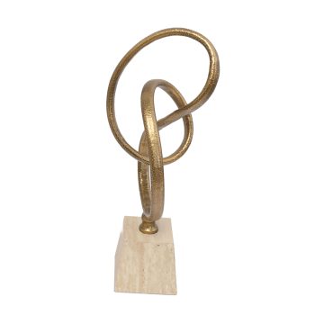 METAL AND WOOD SWIRL DECOR15" GOLD