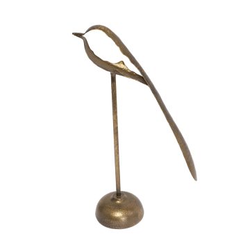 METAL BIRD DECOR 12.5"H ANTIQUE GOLD