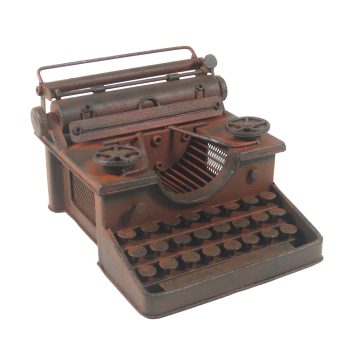 VINTAGE TYPEWRITER 6"X4.5" RUBIGINOUS METAL VINTAGE REPLICA W/ROUND KEY DETAILED DISPLAY