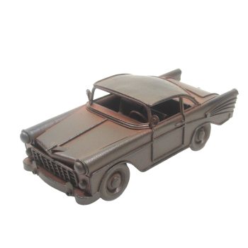 VINTAGE CAR 10"X3.5" RUBIGINOUS METAL VINTAGE CLASSIC COUPE MODEL REPLICA W/FIN DETAILS