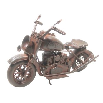 VINTAGE MOTORCYCLE 12.5"X7.5" RUBIGINOUS METAL CRUISER MODEL REPLICA W/EXPOSED ENGINE DETAILS