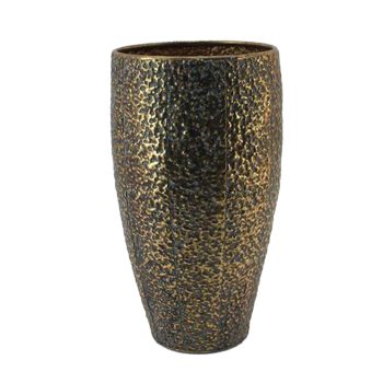 METAL VASE 8" GREEN/GOLD HAMMERED FINISH