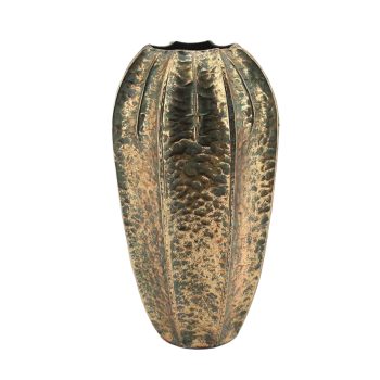 METAL VASE 16" GREEN/GOLD HAMMERED FINISH