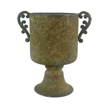 IRON FLOWER POT 11.5"H VINTAGE RUST FINISH