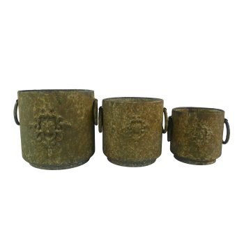 IRON FLOWER POT 3PC SET 8",7",6"H VINTAGE RUST FINISH