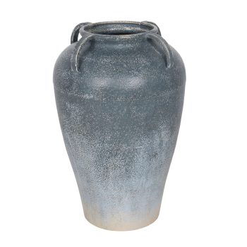 METAL VASE 15"H BLUE-GREY FINISH