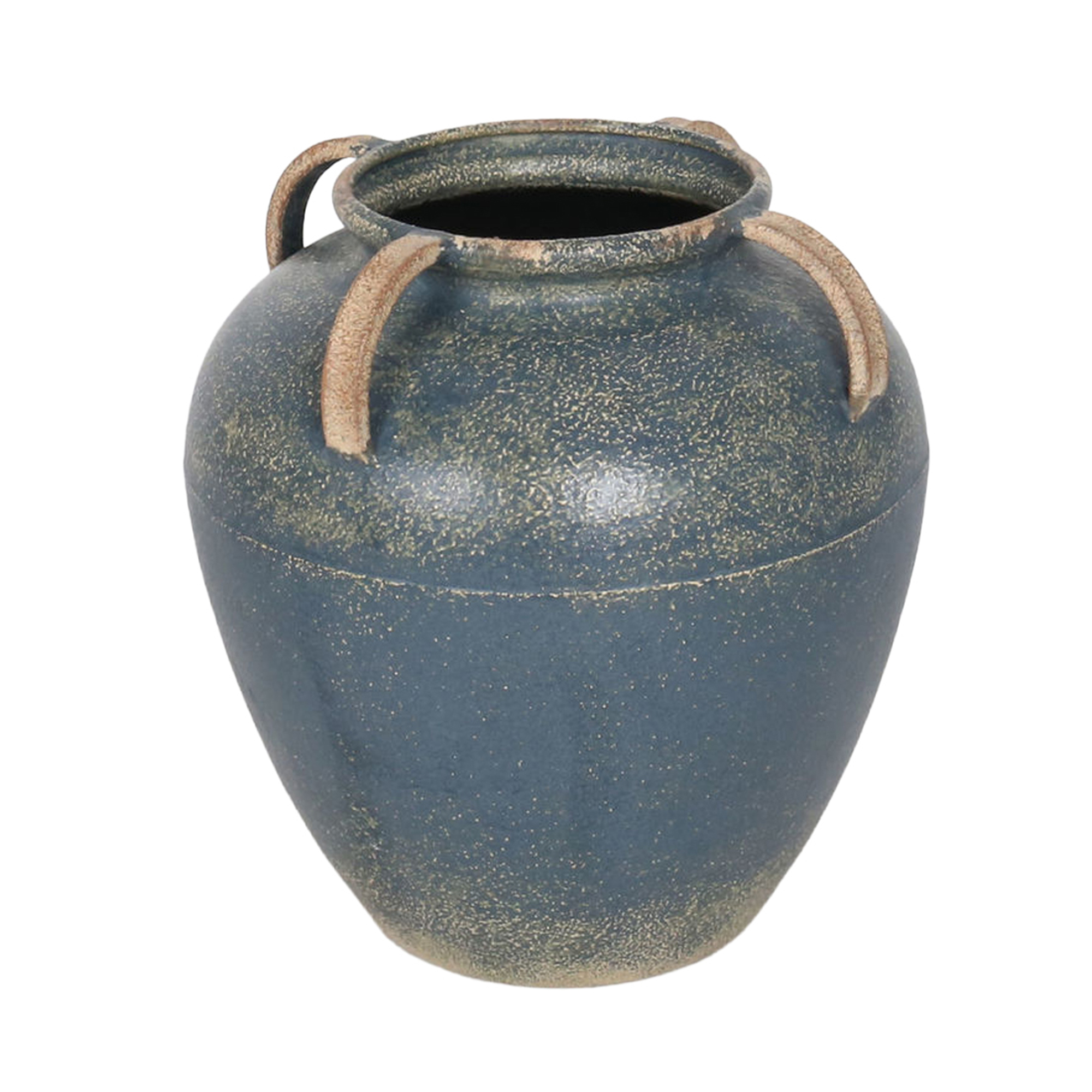 METAL VASE 10.5"H BLUE-GREY FINISH
